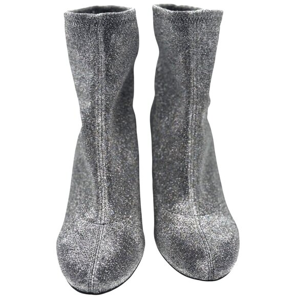 Michael Kors Size 8.5 Mandy Glitter Stretch-Knit Ankle Boots Silver - Picture 3 of 10